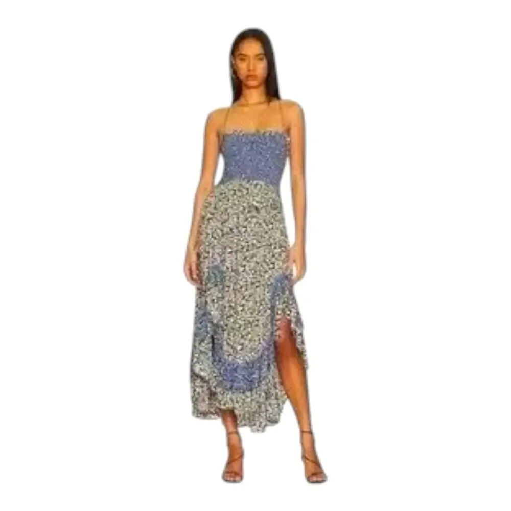 Free People One I Love Floral Midi Maxi Dress Blue Size L NWT